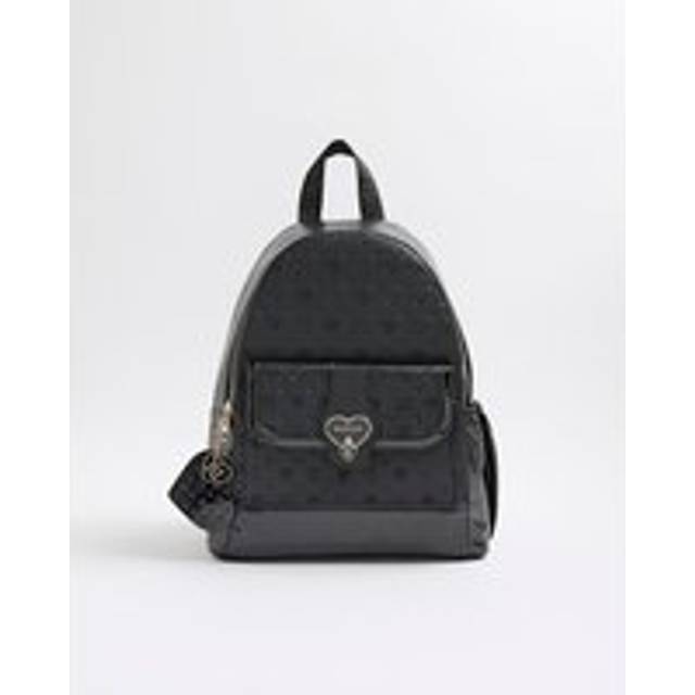 River Island Girls Black Cream Heart Lock Pocket Backpack - One Size