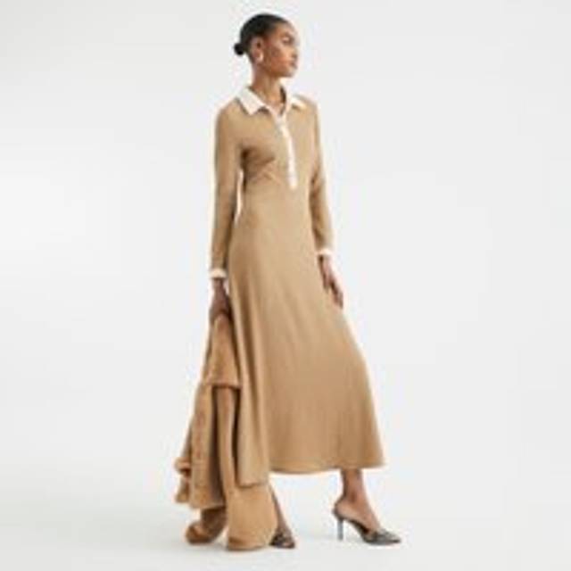 River Island Womens Beige Long Sleeve Button Down Midi Dress