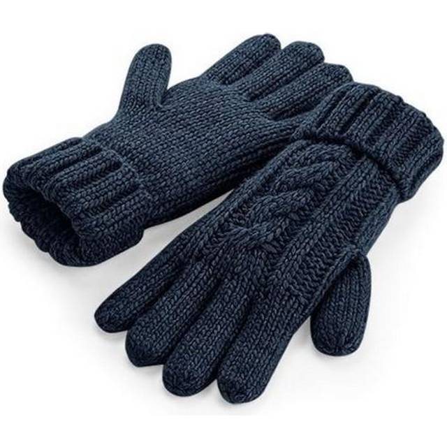 (S/M, Mustard) Beechfield Unisex Cable Knit Melange Gloves