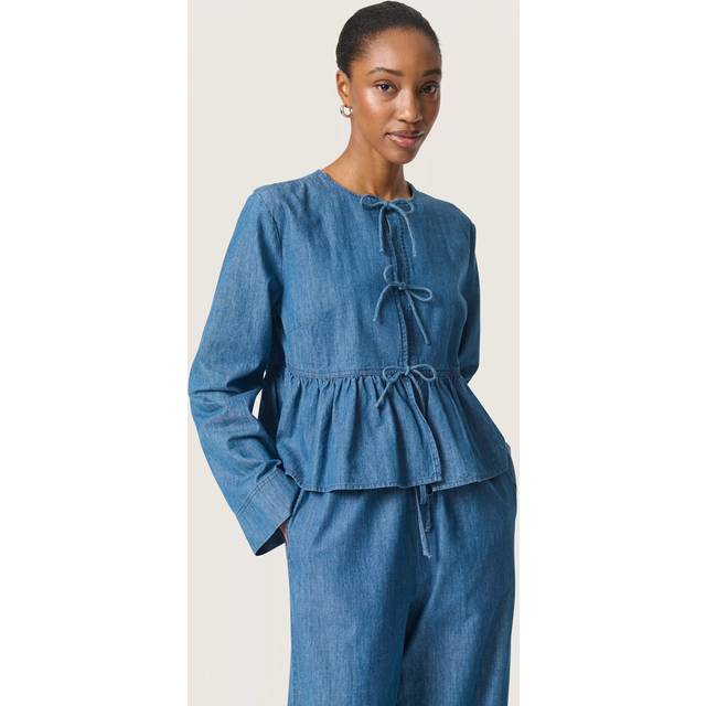 Soaked In Luxury Chamy Peplum Shirt Denim Blue