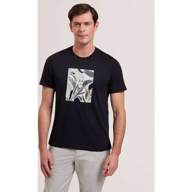 Ted Baker Justino Cotton Regular Fit Box Print Graphic T-Shirt, Black