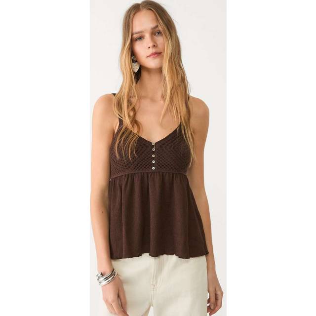 Stradivarius Ruffled crochet top Brown M