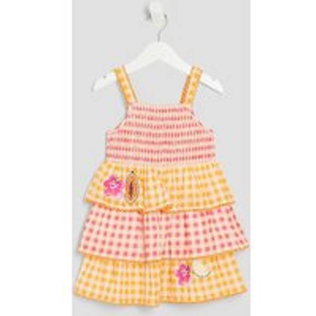 River Island Mini Girl Gingham Fruit Dress - Orange, Orange, Size Age: 2-3 Years - age: 2-3 YEARS