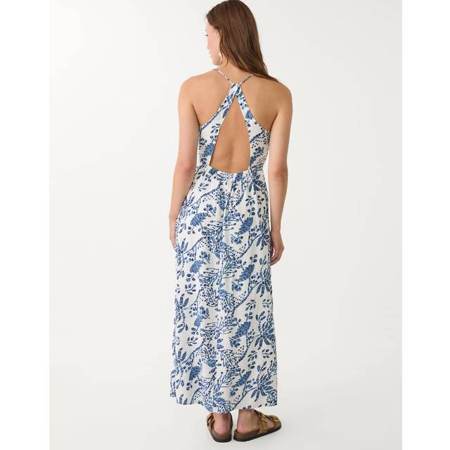 Stradivarius Printed open-back midi dress Royal blue XS