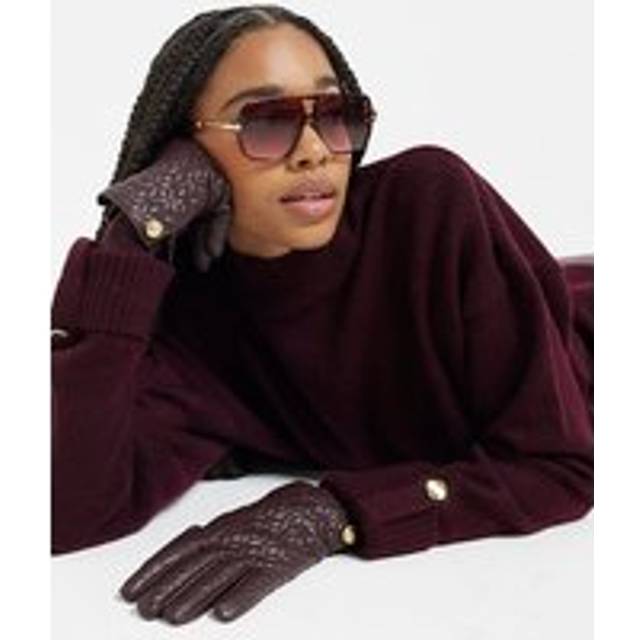 River Island Womens Red Faux Leather Quilted Gloves - S/M