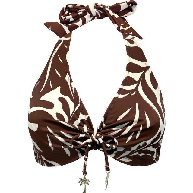 Pour Moi Madrid Underwired Halter Neck Bikini Top, Brown/White
