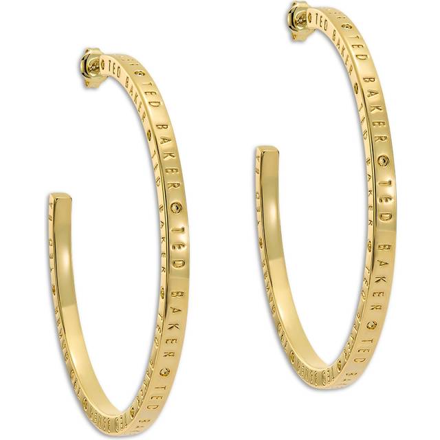 Ted Baker LOA Gold Tone Plated Logo Half Hoop Earrings TBJ3818-02-03
