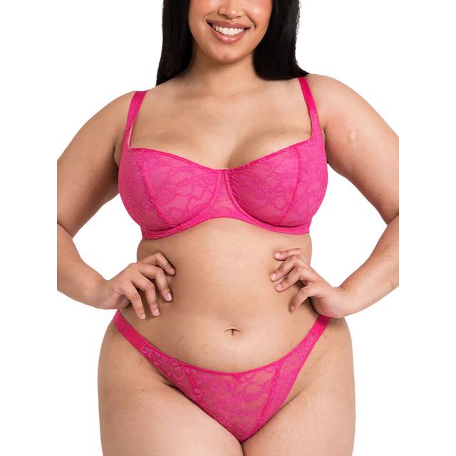 Curvy Kate All Night Lace Tanga Brief - Hot Pink/Blush - L - 14
