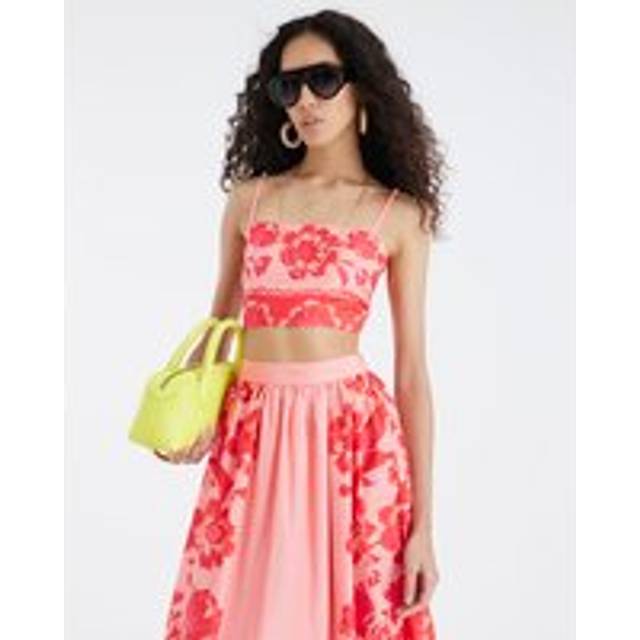 River Island Womens Pink Floral Beach Crop Top - M