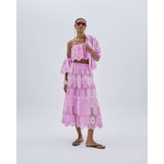 River Island Womens Pink Broderie Cutwork Midi Skirt - 10