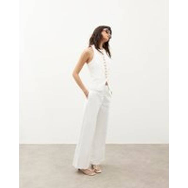 River Island Womens White Wide Leg Trousers - 16