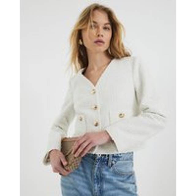 River Island Womens Cream Pocket Boucle Jacket - 12