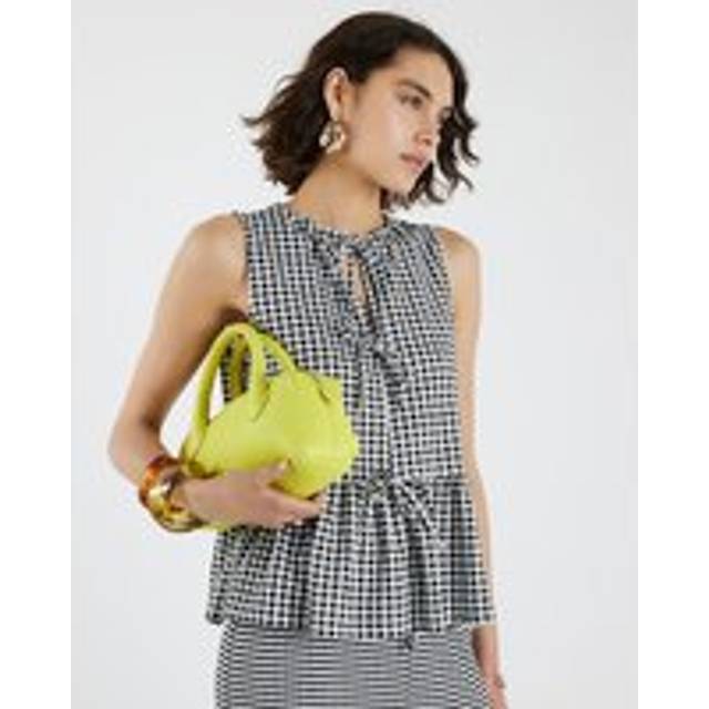 River Island Womens Black Gingham Tie Front Peplum Top - L