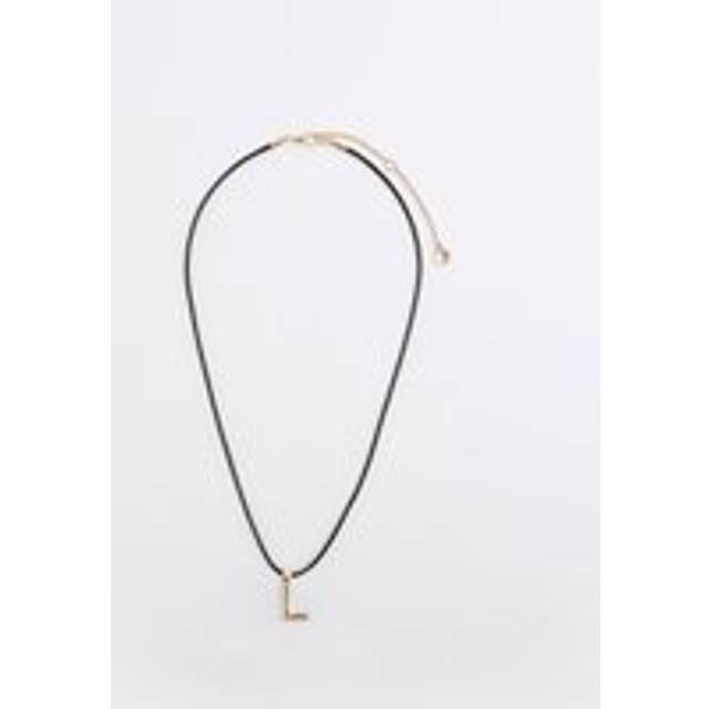 River Island Womens Black Cord Initial L Necklace - One Size
