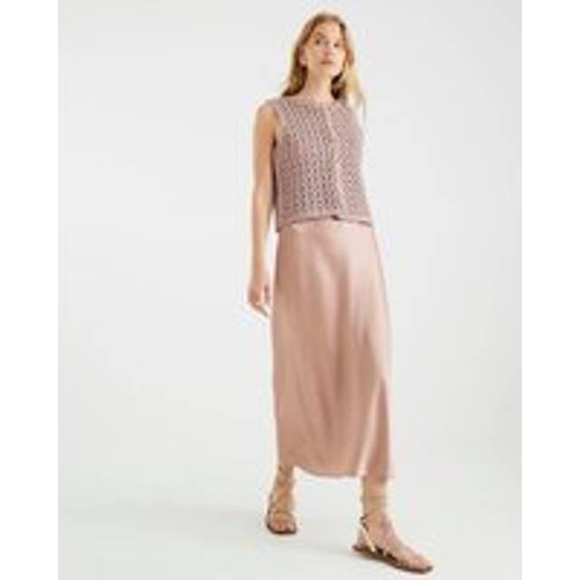 River Island Womens Beige Crochet Waistcoat Hybrid Midi Dress - L