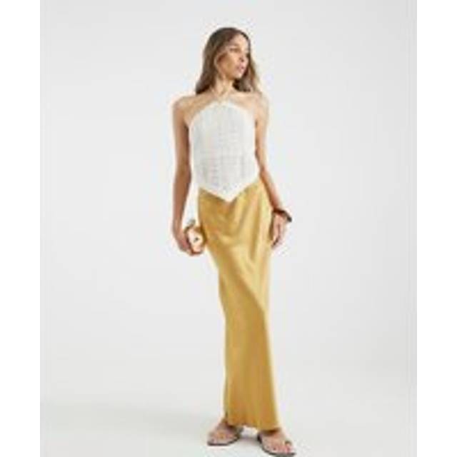 River Island Womens Gold Satin Maxi Skirt - 10