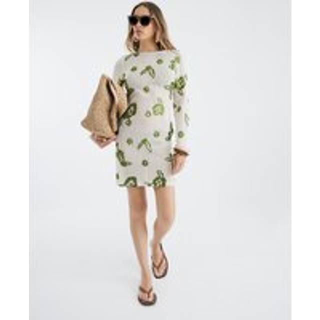 River Island Womens Khaki Embroidered Crochet Mini Beach Dress