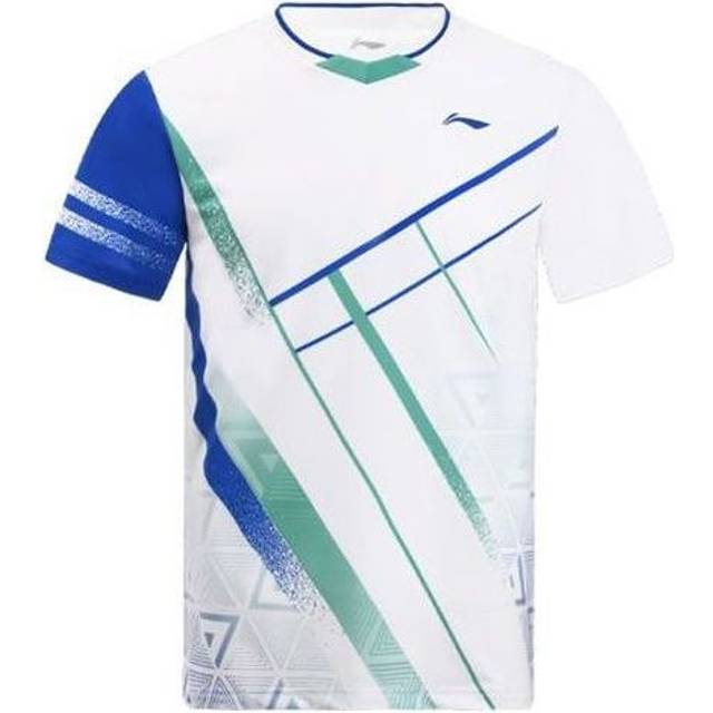 Li-Ning Badminton Series Quick Dry T-Shirt 'White Blue' AAYS071-1 - White/Blue/Aqua