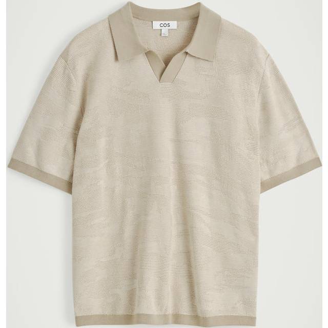 Cotton-Jacquard Polo Shirt in Beige - M
