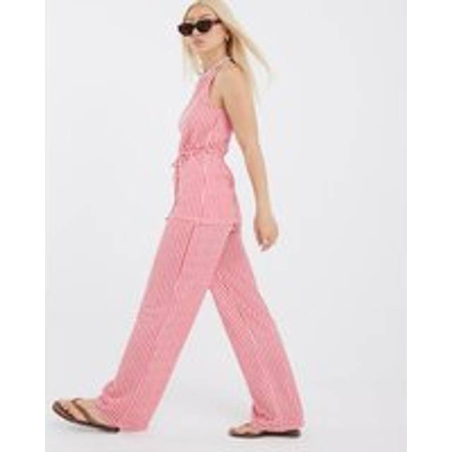 River Island Womens Red Gingham Wide Leg Trousers