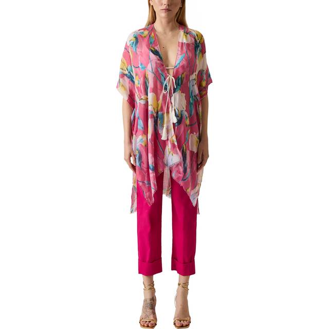 Floral Print Pink Kaftan - One Size