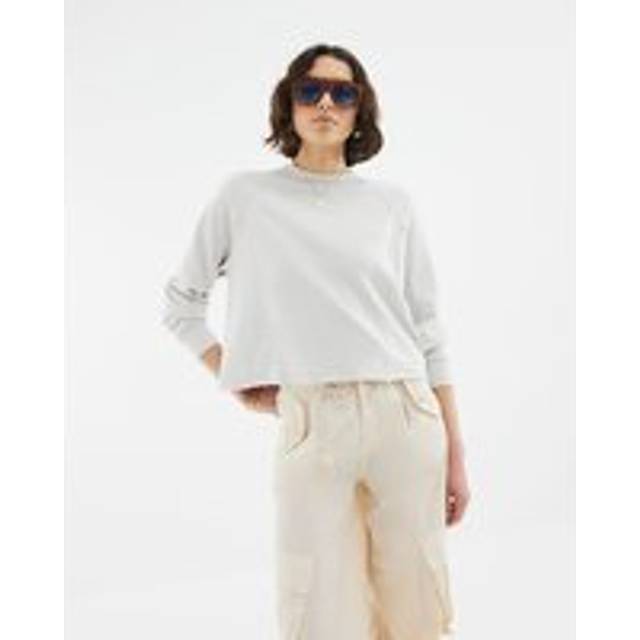River Island Womens Grey Long Sleeve Raw Hem Sweatshirt