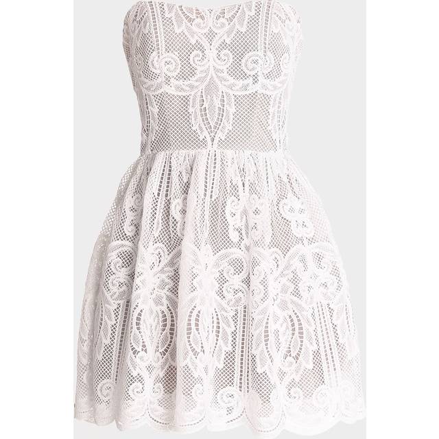 Sasha Strapless Scalloped Lace Mini Dress - WHITE NUDE - Small