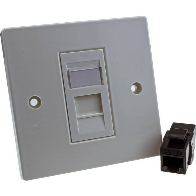 kenable Through Coupler Faceplate Cat5E 1 Port RJ45 Socket Network UK Plate