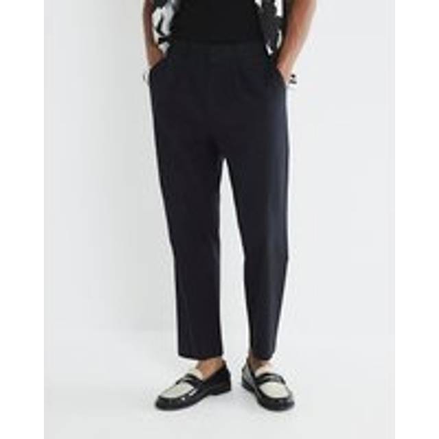 Mens River Island Black Linen Blend Relaxed Fit Trousers - 26R