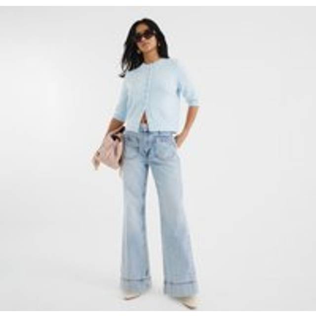River Island Womens Petite Blue High Waisted Wide Leg Jeans - 12XS