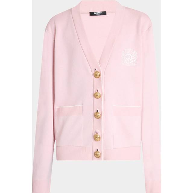 Emrboidered Loose-Fit Knit Cardigan - PALE PINKWHITE - 34 FR (2 US)