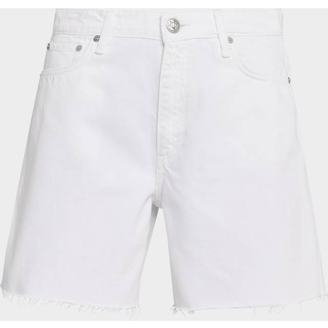 Kaia High-Rise Cut-Off Denim Shorts - WHITE - 25