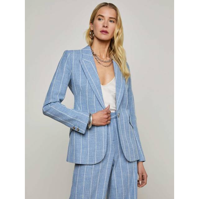 L'AGENCE Chamberlain Pinstriped Blazer In Sky Blue/White Pinstripe - 0