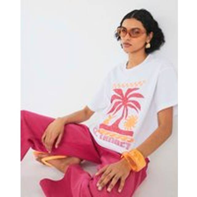 River Island Womens White St Tropez Embroidered T-Shirt