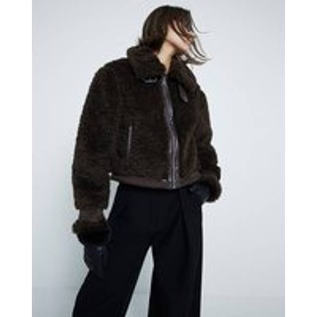River Island Womens Brown Borg Collared Aviator Jacket - 18