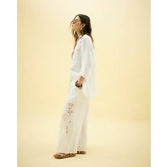 River Island Womens White Cutwork Wide Leg Trousers - XS