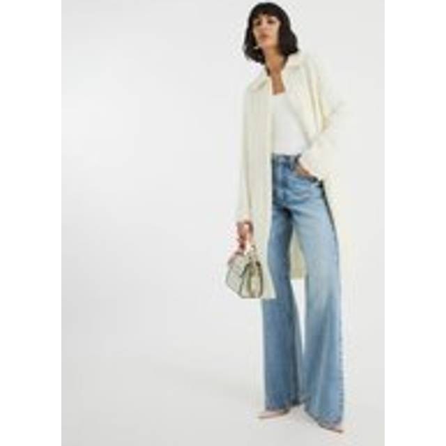 River Island Womens Cream Longline Occasion Textured Midi Coat - 8