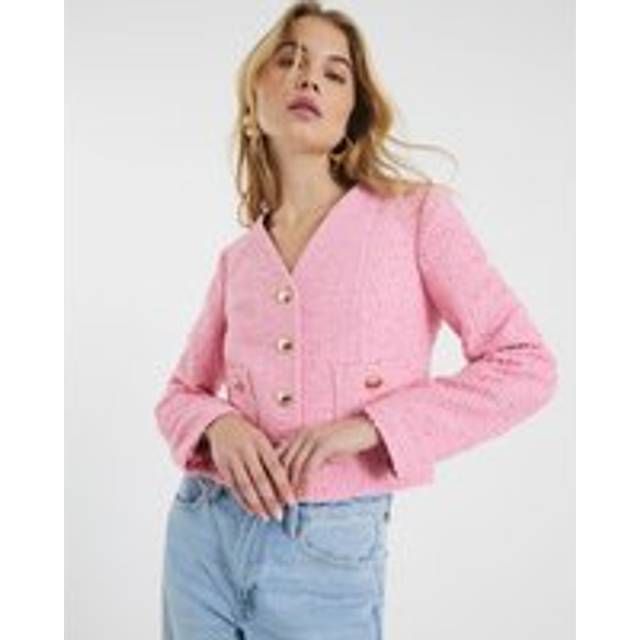 River Island Womens Pink Long Sleeve Boucle Jacket - 18