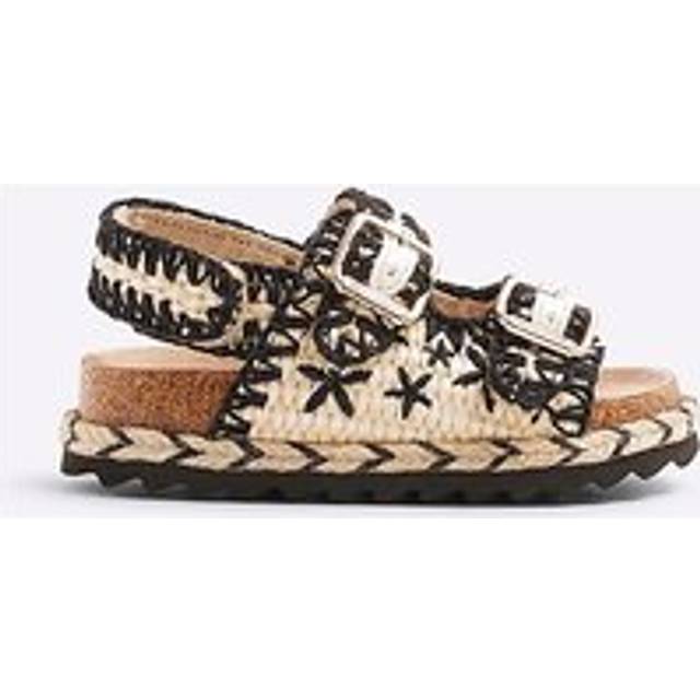 River Island Mini Girls Black Whipstitch Footbed Sandals - c6