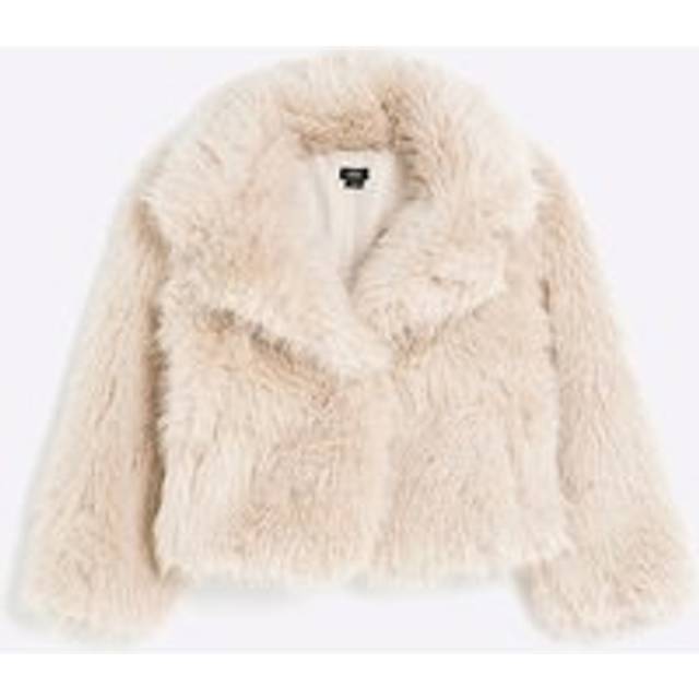 River Island Girls Cream Faux Fur Jacket - 11-12 Yrs