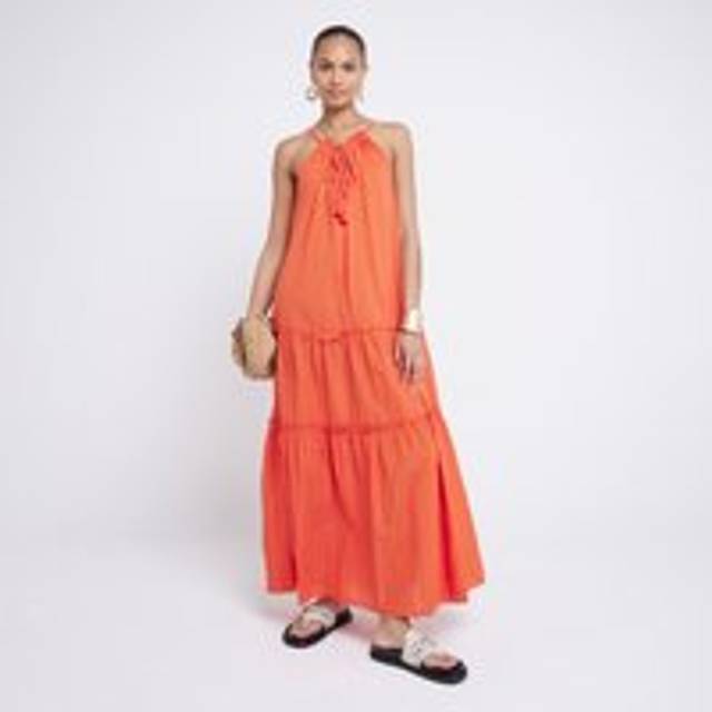 River Island Womens Red Tiered Smock Maxi Dress - L