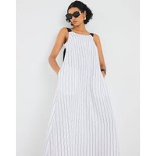 River Island Womens White Stripe Oversized Smock Maxi Dress - 10