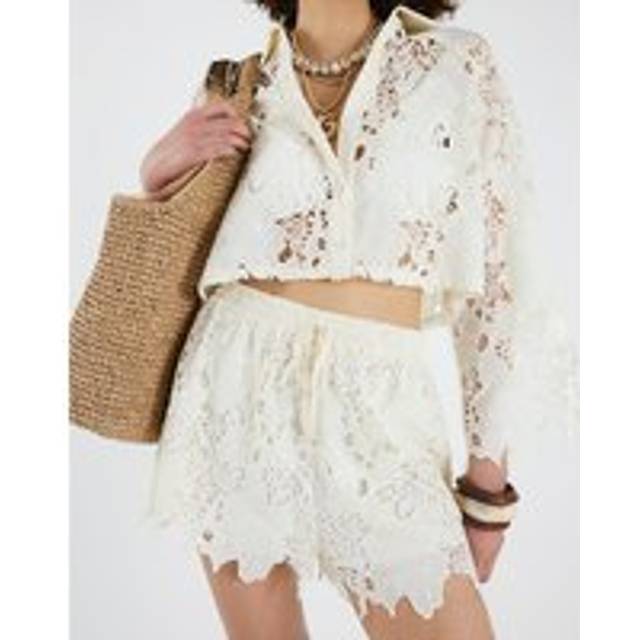 River Island Womens Cream Cutwork Sequin Beach Shorts