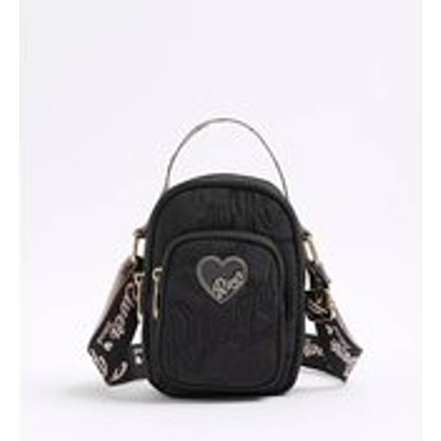 River Island Girls Black Nylon Ri Heart Cross Body Bag - One Size