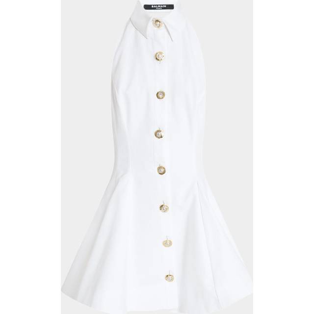 Halter Popeline Fit-&-Flare Mini Shirtdress - WHITE - 36 FR (4 US)