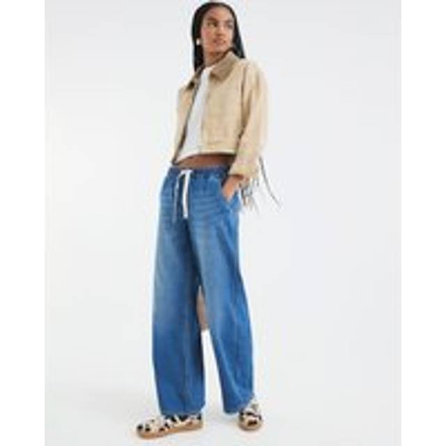 River Island Womens Blue Wide Leg Drawstring Jeans