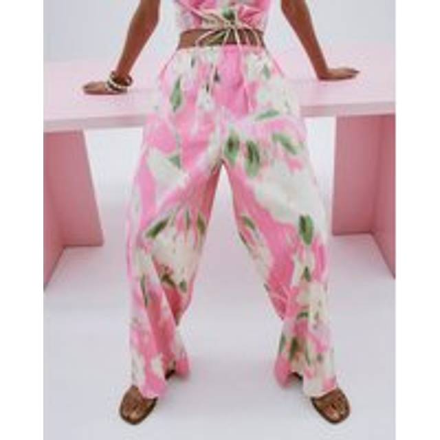 River Island Womens Pink Floral Wide Leg Trousers