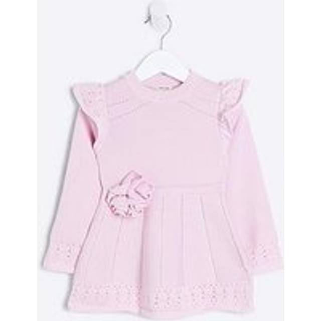 River Island Mini Mini Girls Flower Corsage Knit Dress - Pink, Pink - Light, Size Age: 2-3 Years - age: 2-3 YEARS