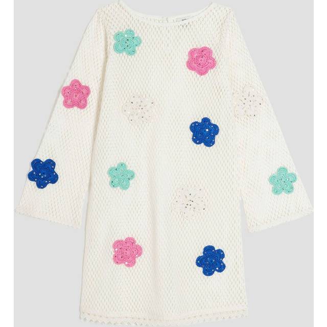 River Island Older Girl Crochet Floral Dress - Cream, Cream, Size Age: 9-10 Years - age: 9-10 YEARS
