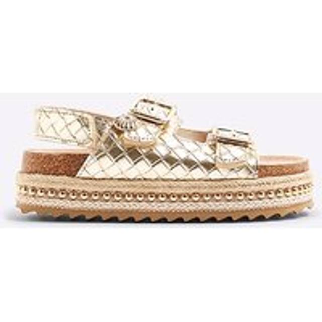 River Island Girls Gold Weave Footbed Sandals - c10